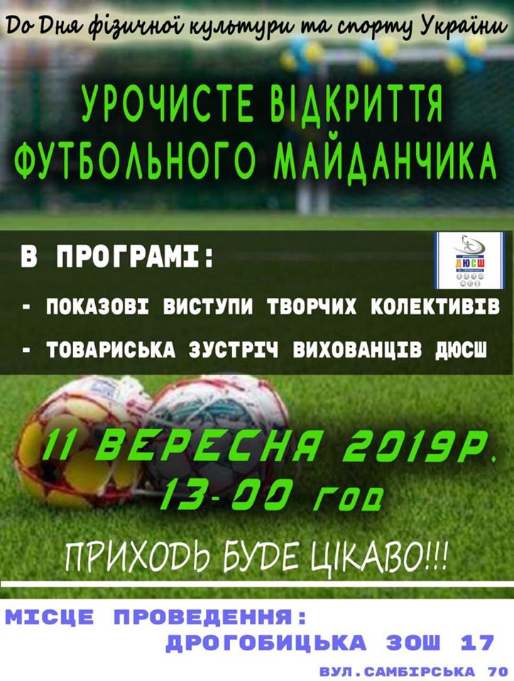 11 вересня на території Дрогобицької гімназії №17 відкриють футбольний майданчик
