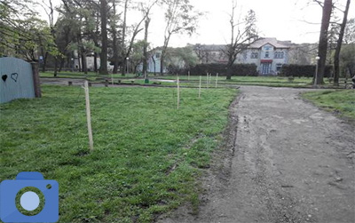Парк на вулиці Лесі Українки: нові сміттєві урни, зламані деревця