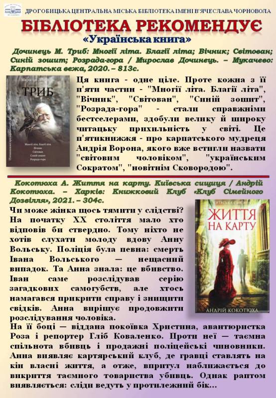 Бібліотека рекомендує: “Українська книга”