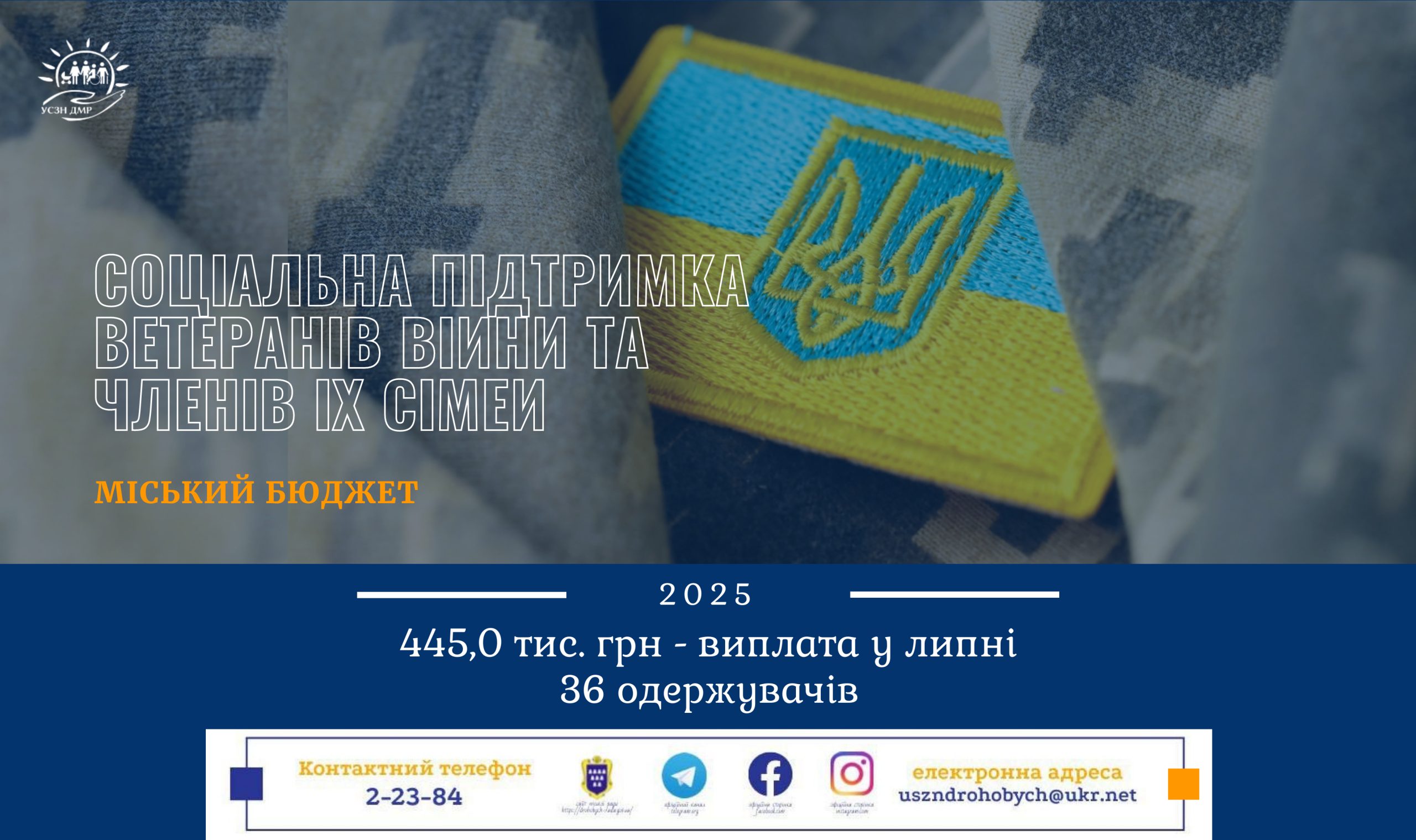 445 тис. грн виплачено з міського бюджету ветеранам війни та членам їх сімей у липні
